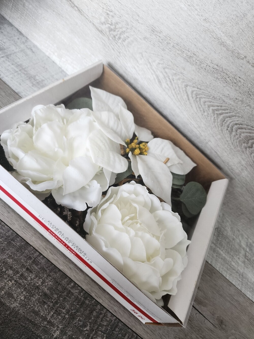 Floral Accents White Poinsetta Peony DIY Decor Wreaths 36 Pcs - Ashland Sealed